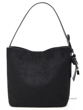 Faux Suede Shoulder Bag for Women Vintage Bucket Handbag Small Work Crossbody